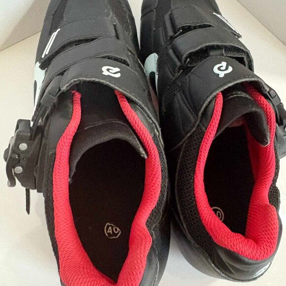 Peloton Cycling Shoes w/ Delta Cleats – Black/White/Red – Size EU 40 Women’s ~9 - Picture 3 of 7